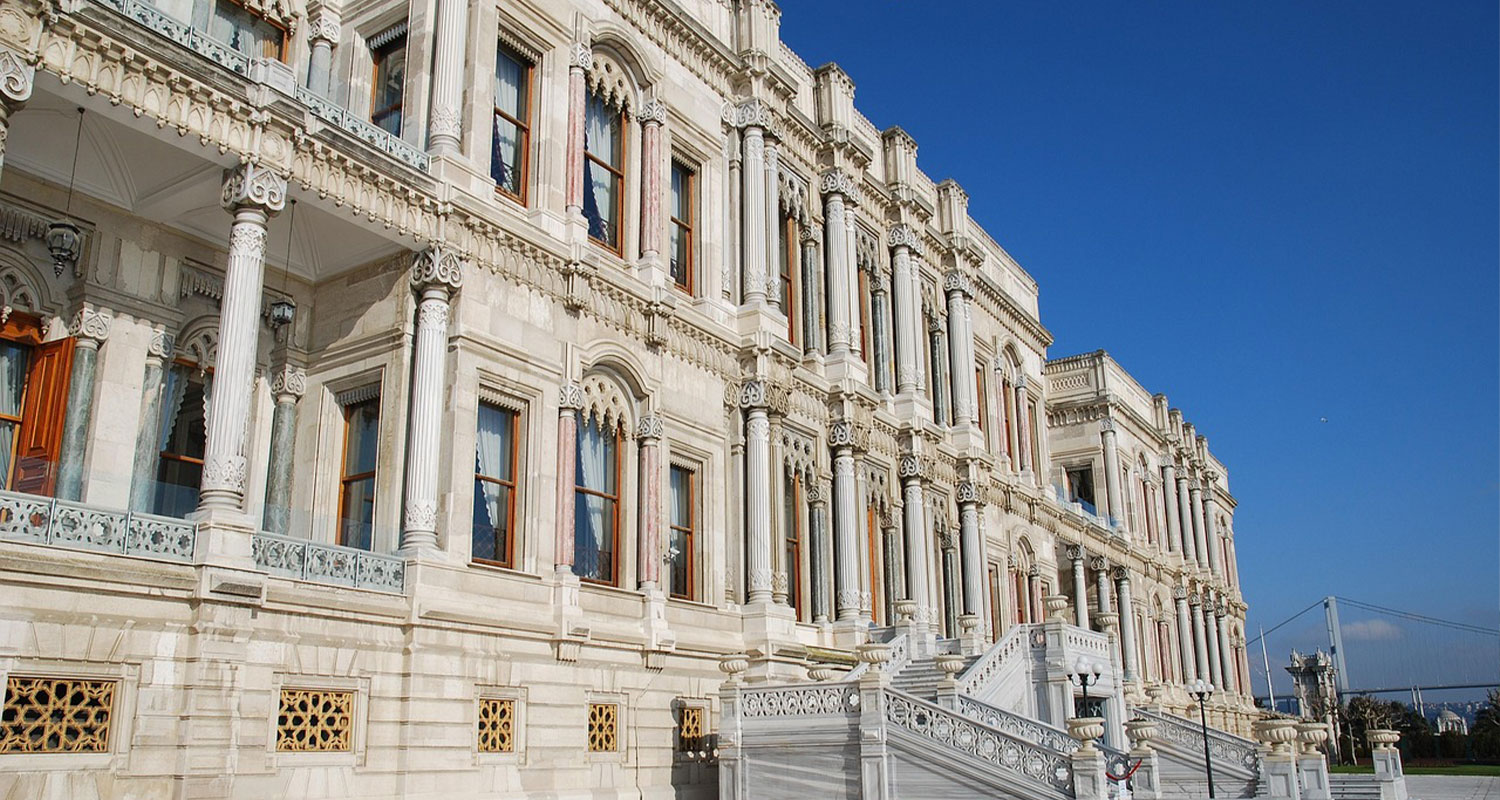 Elegant exterior of ciragan Palace in Istanbul