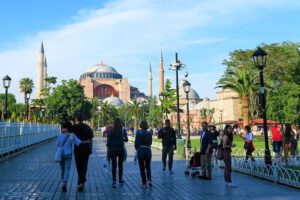 Tourists at Hagia Sophia entrance