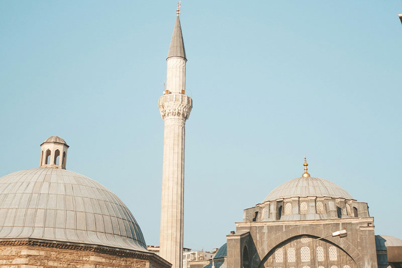 Mihrimah Sultan Mosque dome with view over Istanbul