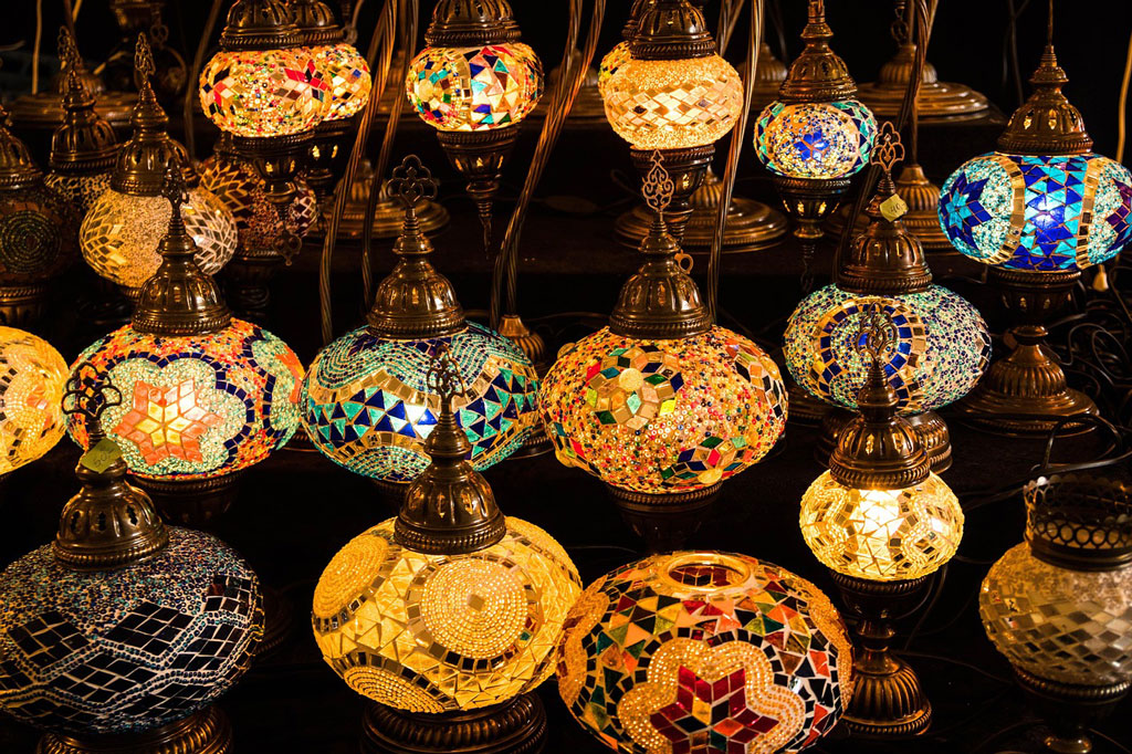 Colorful shops inside the Grand Bazaar Istanbul