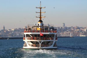 Passenger ferry sailing through Bosphorus waters