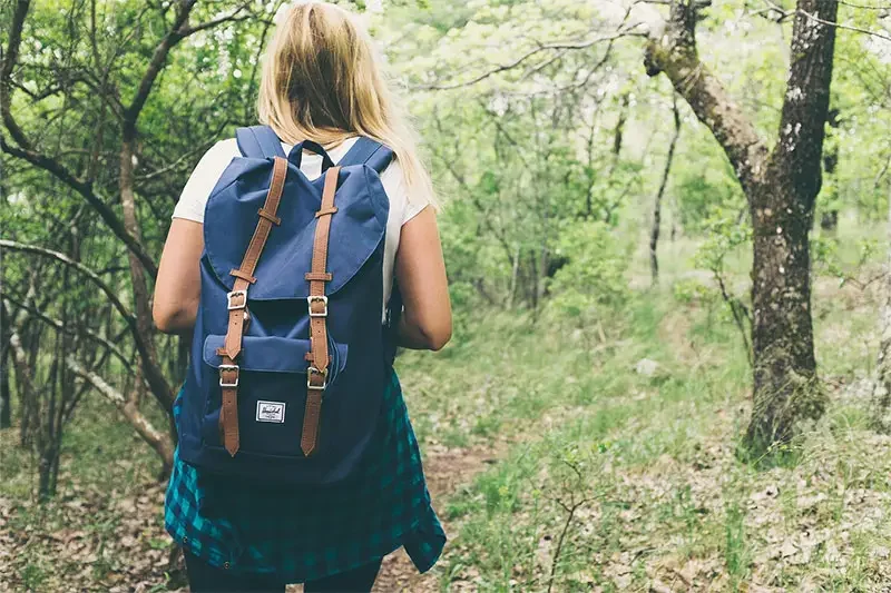 Hiker walking on the Lycian Way trail in Antalya, Turkey