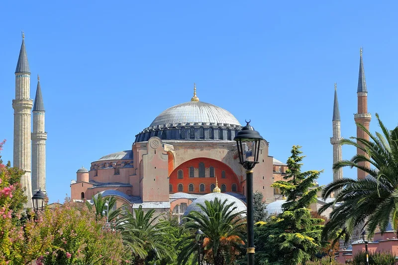 Hagia Sophia exterior with domes and minarets
